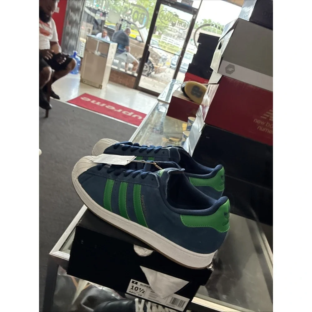 adidas Superstar ADV Mens Blue Green Sneakers Athletic Shoes JQ2098 Sz 10.5 NEW